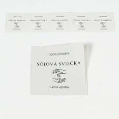 Samolepky hranaté, biele – 100% prírodná SÓJOVÁ SVIEČKA, 5 ks