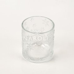 Sklenený pohár na sviečku – snehové vločky, 200 ml