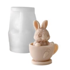 Silikónová forma na sviečku – zajačik v šálke