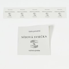 Samolepky hranaté, biele – 100% prírodná SÓJOVÁ SVIEČKA, 5 ks