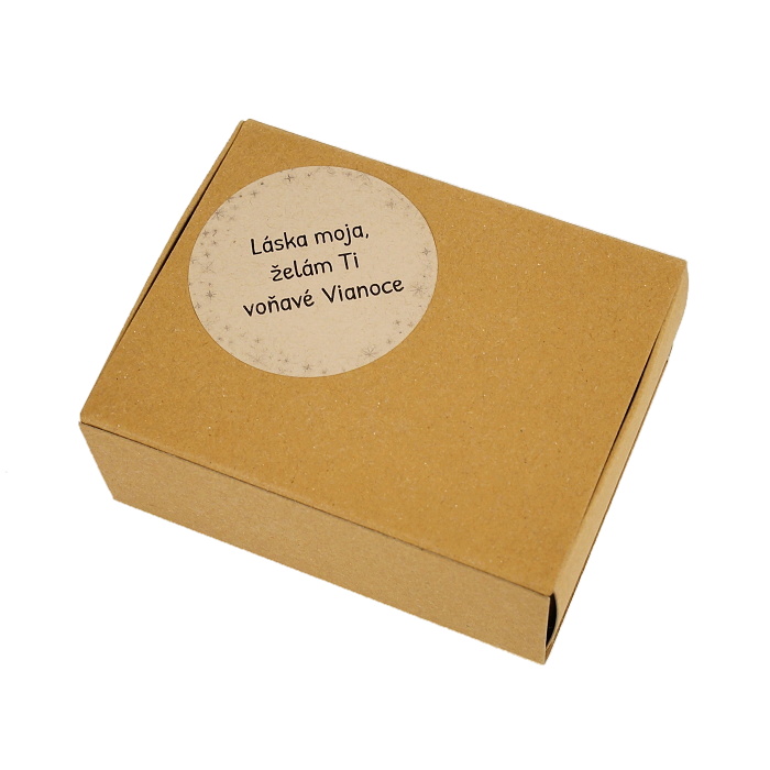 Darčeková krabička malá, zasúvacia, natural, 1 ks - Druh: + zelená výplň + personalizovaná etiketa
