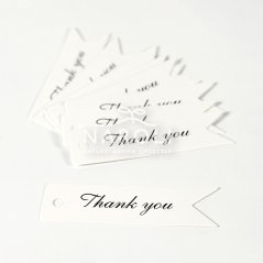 Visačky klasik, biele – Thank you, 10 ks