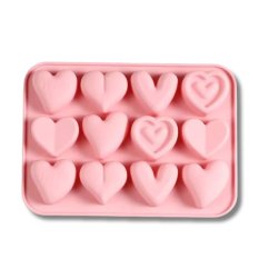 Silikónová forma na vonné vosky – 12 ks srdiečka mix