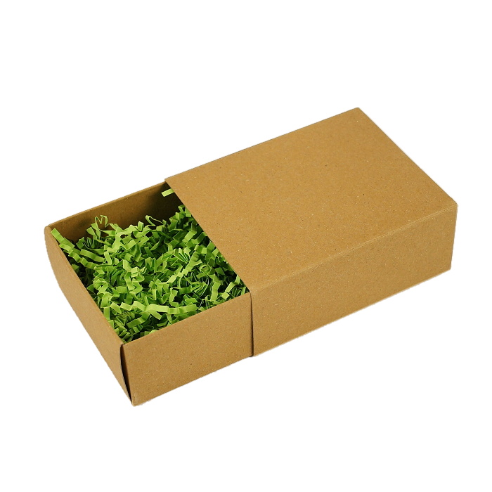 Darčeková krabička malá, zasúvacia, natural, 1 ks - Druh: + zelená výplň