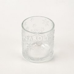 Sklenený pohár na sviečku – snehové vločky, 200 ml
