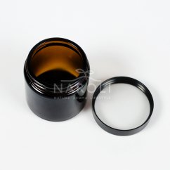 Sklenená dóza hnedá, s čiernym uzáverom, 120 ml