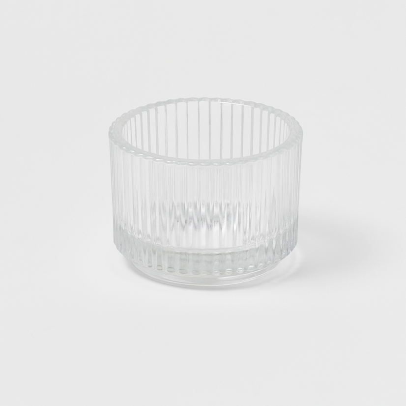 Sklenený pohárik na čajovú sviečku - vrúbkovaný