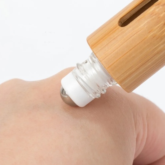 Bambusová fľaštička roll-on, na arómaterapiu, 5 ml - Vzor: bez výrezu