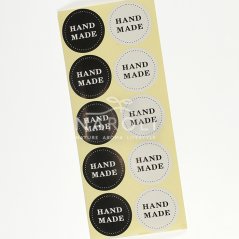 Samolepky okrúhle, čierno-biele – Handmade, 10 ks