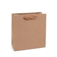 Darčeková taška papierová, natural, so stuhou, 1 ks