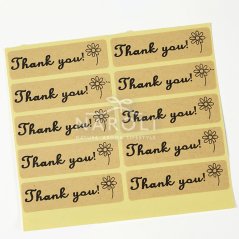 Samolepky hranaté, natural -  Thank you, 10 ks