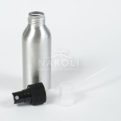 Hliníková fľaška s čiernym rozprašovačom, 100 ml