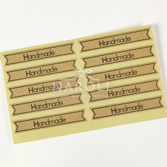 Samolepky hranaté, natural -  Handmade, 10 ks