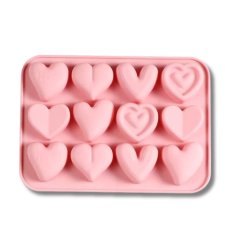 Silikónová forma na vonné vosky – 12 ks srdiečka mix
