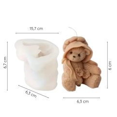 Silikónová forma na sviečku – plyšový medvedík v klobúčiku