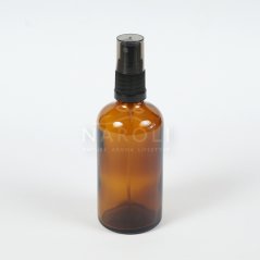 Sklenená fľaška s čiernym rozprašovačom, 100 ml