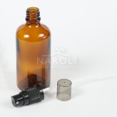 Sklenená fľaška s čiernym rozprašovačom, 100 ml