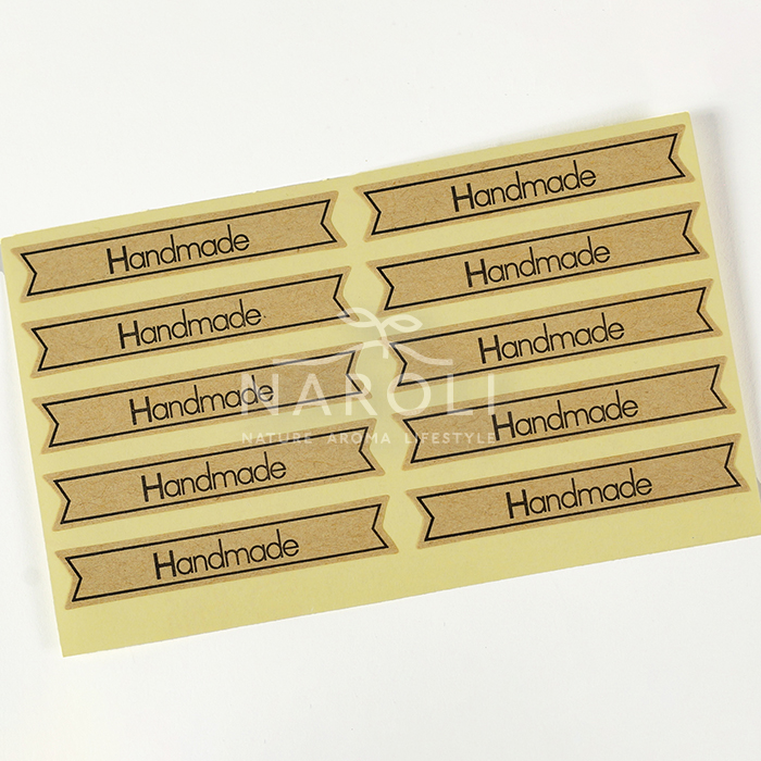 Samolepky hranaté, natural -  Handmade, 10 ks