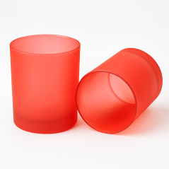 Sklenený pohár, matný červený, na sviečku, 200 ml