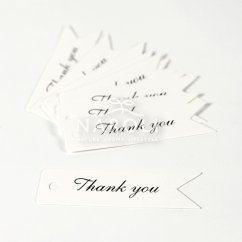 Visačky klasik, biele – Thank you, 10 ks