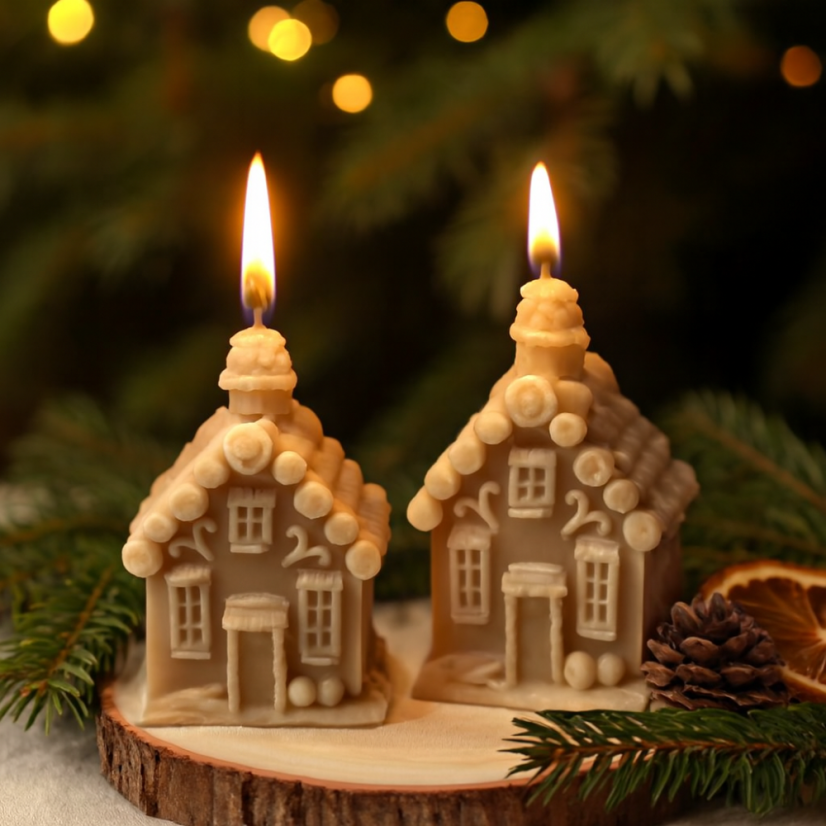 Silikónová forma na sviečku – vianočný zrubový domček