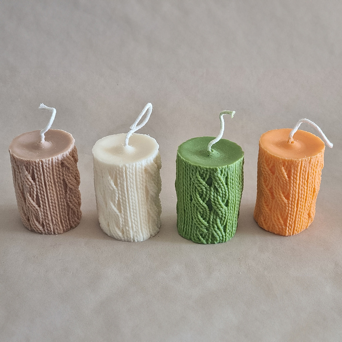 Prírodná sviečka PLETENÝ VALEC - Farba: béžová
