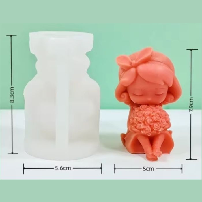 Silikónová forma na sviečku – dievčatko s kytičkou