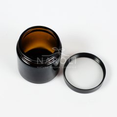 Sklenená dóza hnedá, s čiernym uzáverom, 120 ml