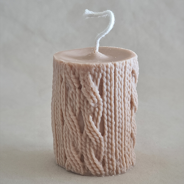 Prírodná sviečka PLETENÝ VALEC - Farba: béžová