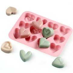 Silikónová forma na vonné vosky – 12 ks srdiečka mix