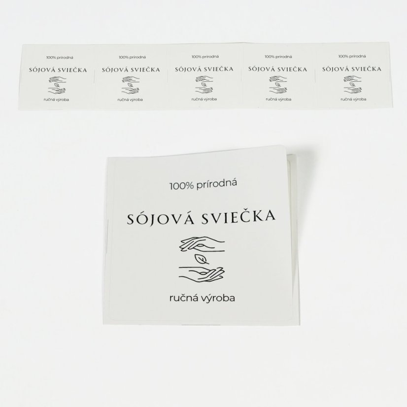 Samolepky hranaté, biele – 100% prírodná SÓJOVÁ SVIEČKA, 5 ks