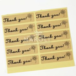 Samolepky hranaté, natural -  Thank you, 10 ks