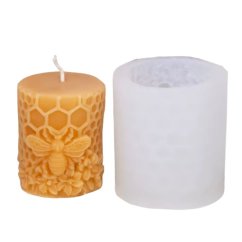 Silikónová forma na sviečku – včelí plást s včielkou a kvetmi