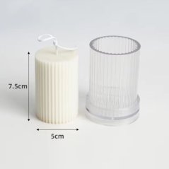 Plastová forma na sviečku – vrúbkovaný valec 55 x 85 mm