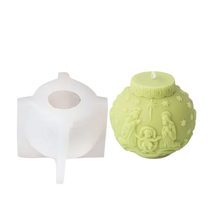 Silikónová forma na sviečku – zdobená vianočná guľa - Vzor: C