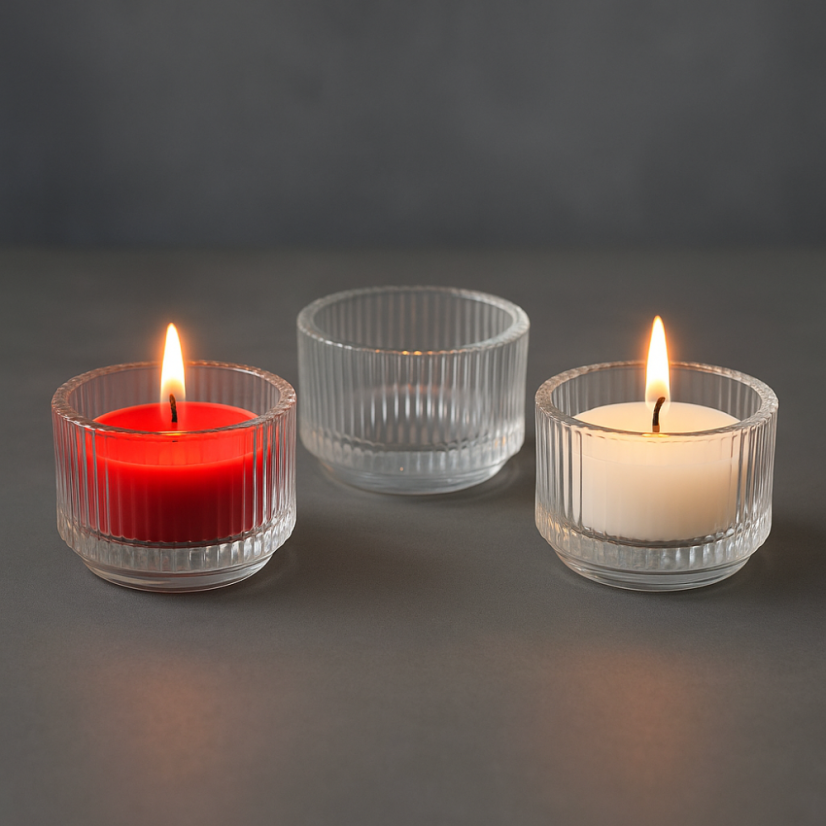 Sklenený pohárik na čajovú sviečku - vrúbkovaný