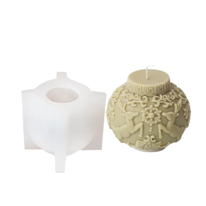 Silikónová forma na sviečku – zdobená vianočná guľa - Vzor: C